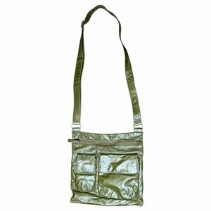 Vintage 90's Y2K HOBO International Crossbody Shoulder Bag Green Leather